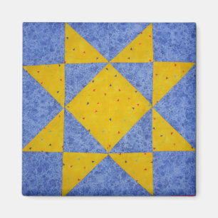 Steppdecken-Block-Magnet-Stern-Blau Magnet
