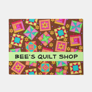 Steppdecken-Patchwork-Block-Brown-Speicher-Name Fußmatte
