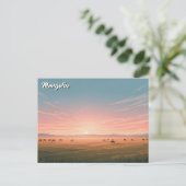 Steppe Mongolei Jurte Reise Postkarte (Stehend Vorderseite)