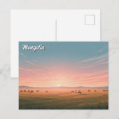 Steppe Mongolei Jurte Reise Postkarte (Vorne/Hinten)