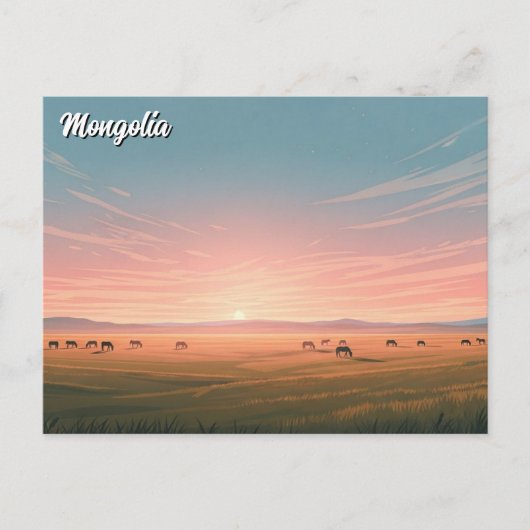Steppe Mongolei Jurte Reise Postkarte (Vorderseite)