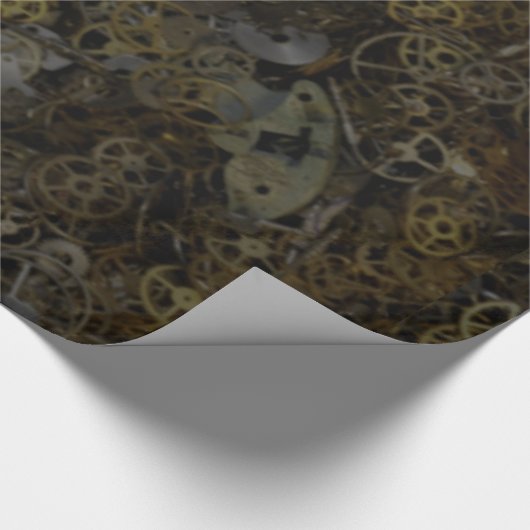 Steppgetriebe, Zahnräder, Uhrenteile, Muster bedru Geschenkpapier (Ecke)