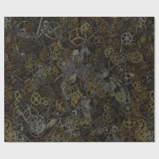 Steppgetriebe, Zahnräder, Uhrenteile, Muster bedru Geschenkpapier (Flach)