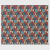 Stepphund auf Patchwork-Muster Geschenkpapier (Flach)