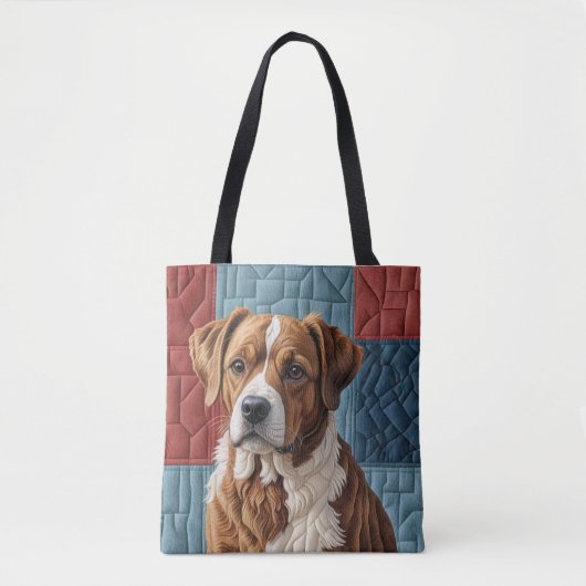 Stepphund auf Patchwork-Muster Tasche (Vorderseite)