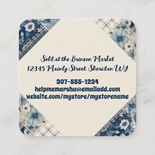 Steppie-Nähnaht aus Hippie-Steppie Quadratische Visitenkarte (Rückseite)