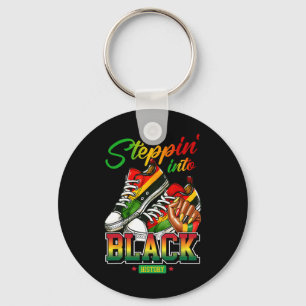 Steppin in die schwarze Geschichte Montag Afro Sch Schlüsselanhänger