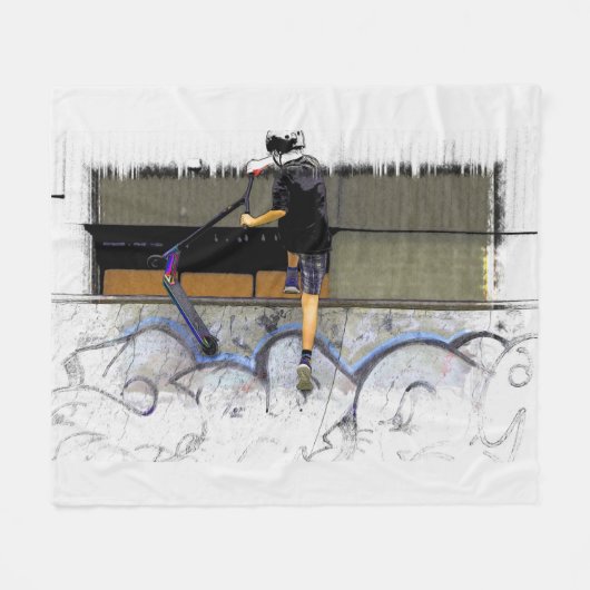 Steppin' It - Stunt Scooter Rider Fleece Blanket (Vorderseite (Horizontal))