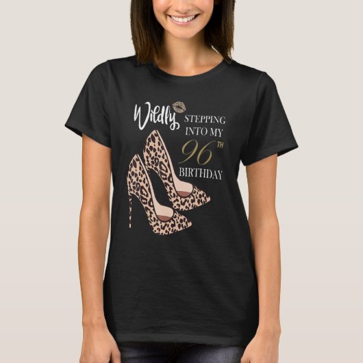 Stepping Into My 96th Birthday Leopard Print Cheet T-Shirt (Vorderseite)