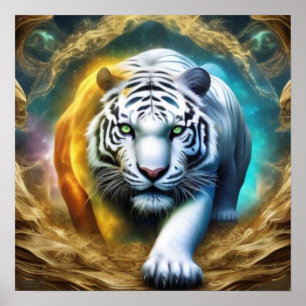 Steppin'out AI Fantasy Digital Art Print Tiger Poster