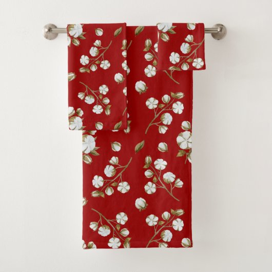 Steppmuster aus rotem und weißem Baumwolle Badhandtuch Set (Insitu)