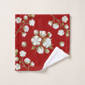 Steppmuster aus rotem und weißem Baumwolle Badhandtuch Set (Waschlappen)