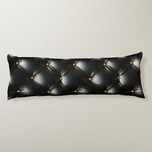 Steppmuster aus schwarzem Leder Seitenschläferkissen (Rückseite)