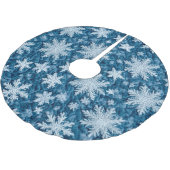 Steppmuster Blau und Weiße Schneeflocken Polyester Weihnachtsbaumdecke (Schrägansicht)