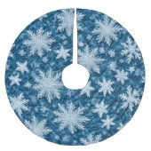 Steppmuster Blau und Weiße Schneeflocken Polyester Weihnachtsbaumdecke (Vorderseite)