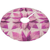 Steppmuster Poinsettia Pink Polyester Weihnachtsbaumdecke (Schrägansicht)