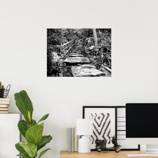Steppweg in Schwarz/Weiß Poster (Heimbüro)