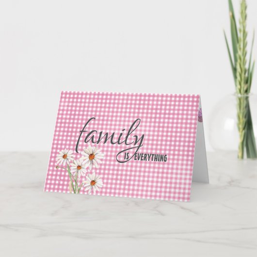 Stepsister birthday daisy on pink gingham karte (Vorderseite)