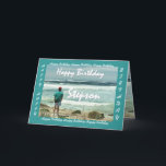 STEPSON Happy Birthday - Man and Ocean Waves Karte<br><div class="desc">This card with a man looking out at the ocean waves is a birthday card with an upbeat and inspirational theme.  Inside text is totally customizable.  To see more of this design,  type in,  or cut and paste into Zazzle's search box:  Jaclinart Birthday Man Wave</div>