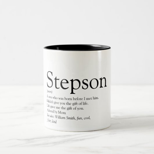 Stepson Moderne Schwarz-Weiß-Definition Zweifarbige Tasse (Mittel)
