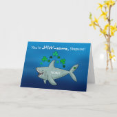 Stepson St Patricks Day Shark mit Kleeblättern Karte (Gelbe Blume)