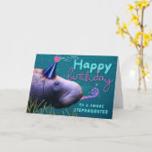Steptochter Birthday Niedlich Manatee im Party Karte (Gelbe Blume)