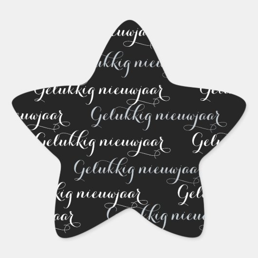 Ster Kerst tekst sticker "Gelukkig niewjaar" (Vorderseite)