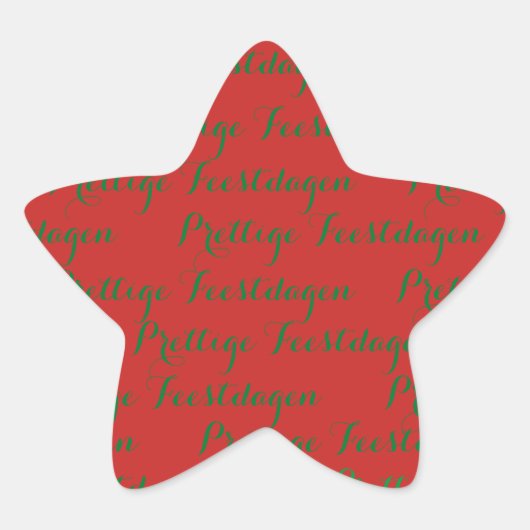 Ster Kerst tekst stickers "Prettige Feestdagen" (Vorderseite)