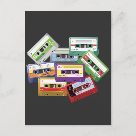 Stereo Cassette Tape Mixtape Radio 80er 90er Musik Postkarte (Vorderseite)