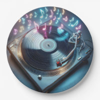 Stereo-Turntable mit Neonnotizen