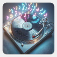 Stereo-Turntable mit Neonnotizen