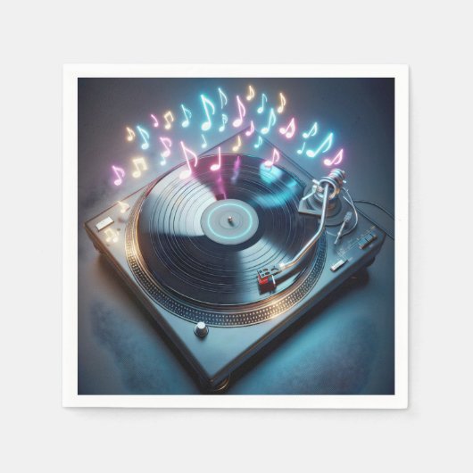 Stereo-Turntable mit Neonnotizen Serviette (Vorderseite)