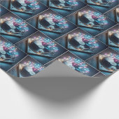 Stereo-Turntable mit tanzenden Neonnotizen Geschenkpapier (Ecke)