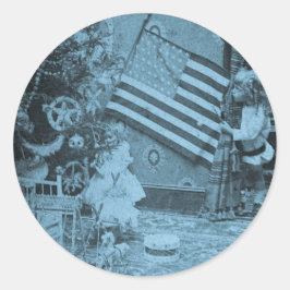 Stereoview - Patriotischer Weihnachtszirkus 1901 Runder Aufkleber