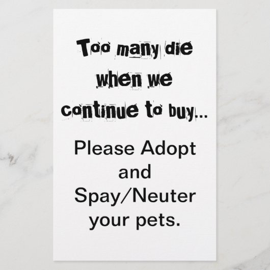 Sterilisation Kastrierung Adoption Flyer (Vorne)