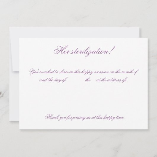 Sterilisations-Party Einladungen (Rückseite)