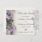 Sterling Silver Lila Rose Hochzeit speichern das D Ankündigungspostkarte (Vorne/Hinten)