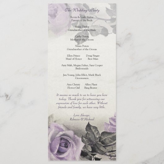 Sterling Silver Lila Rose Wedding Program Programm (Rückseite)