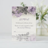 Sterling Silver Lila Rose Wedding RSVP Card (Stehend Vorderseite)