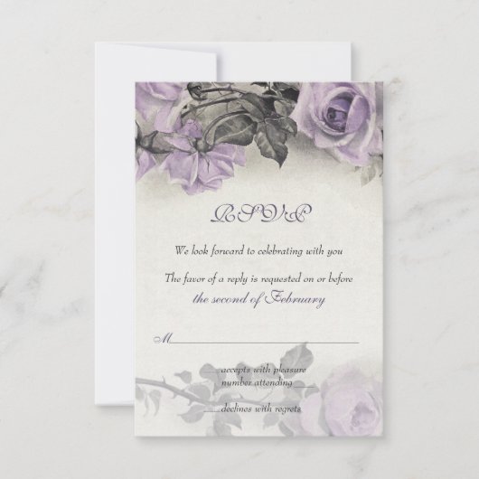 Sterling Silver Lila Rose Wedding RSVP Card Karte (Vorderseite)