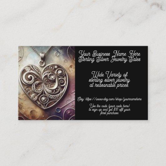 Sterling Silver Pendant Juweliershop Visitenkarte (Vorderseite)