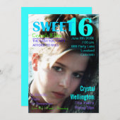 Stern-aquamarines Titelseiteladen des Bonbon-16 Einladung (Vorne/Hinten)