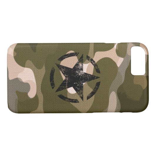 Stern auf Burlap-Art iPhone Case (Rückseite (Horizontal))