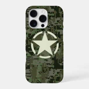 Stern auf Deep Woods Camo Hintergrund iPhone 16 Pro Hülle