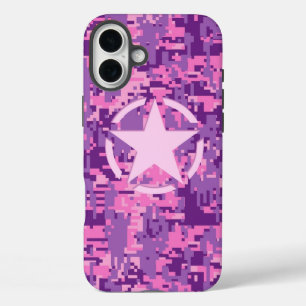 Stern auf Girly Hot Pink Camouflage iPhone 16 Plus Hülle