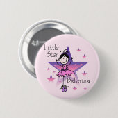 Stern-Ballerina-Schwarzes Haar Button (Vorne & Hinten)