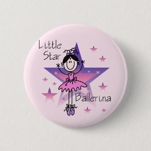 Stern-Ballerina-Schwarzes Haar Button
