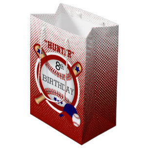 Stern-Baseball-Spieler-Geburtstag - dunkelrot und Mittlere Geschenktüte