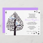 Stern-Baum-jüdisches Baby, das Einladungs-Hebräer Einladung (Vorne/Hinten)