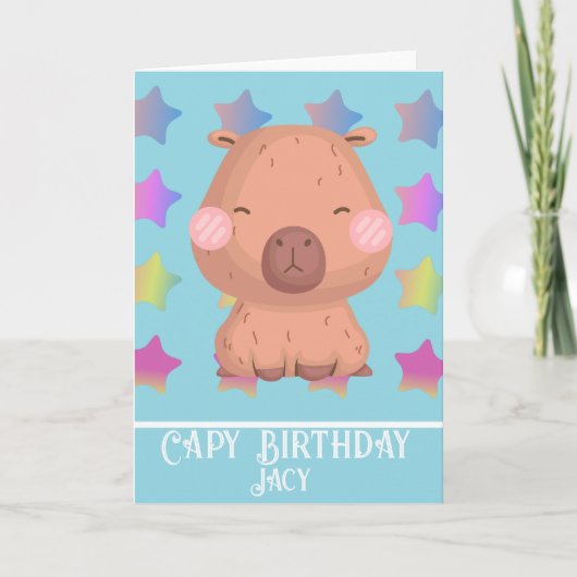 Stern Capybara Geburtstag Süß Karte (Vorderseite)